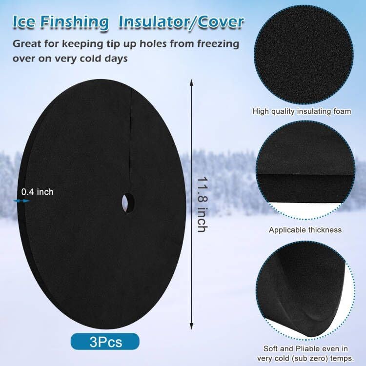 Waybas Ice Fishing Hole Covers, 12 Inch Ice Fishing Hole Insulator Ice Hole Covers Lid Ice Fish Tip Ups Ice Fishing Equipment Winter Fishing Accessories for Fish Houses - Image 2